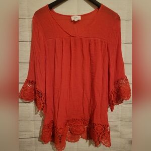 Women's XL Fyve Brand  Blouse/ Tunic Lace Boho Spring, Summer Flare